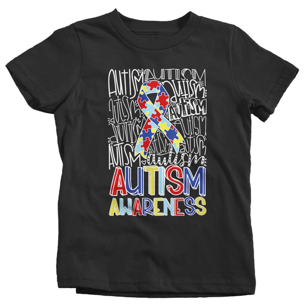 Kids Autism T Shirt Autism Typography Shirt Puzzle Ribbon Shirts Autism Support Tee Cute Autism Shirt-Shirts By Sarah