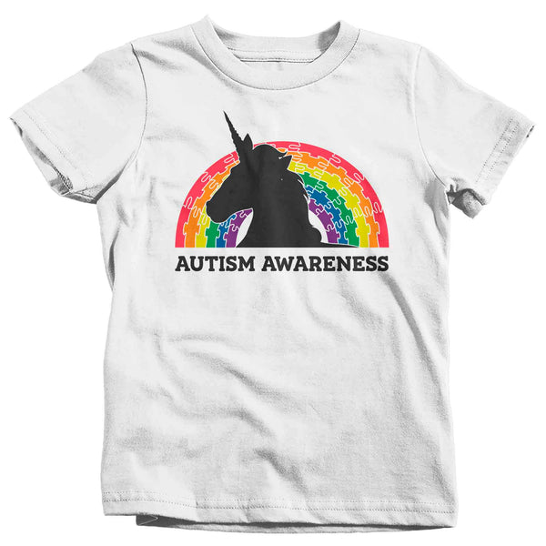 Kids Autism Unicorn T Shirt Puzzle Rainbow Shirt Colorful Tee Autism Awareness Month April Autistic Gift Shirt Boy's Girl's TShirt-Shirts By Sarah
