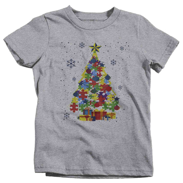 Kids Christmas Tree T Shirt Autism Christmas Shirts Puzzle Christmas Tree Shirt Tree Shirt Autistic Shirt-Shirts By Sarah