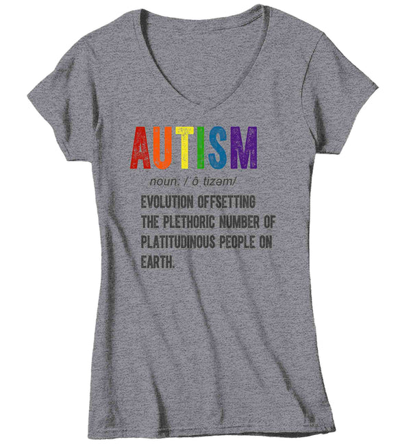 Women's V-Neck Autism T Shirt Definition Shirt Colorful Tee Autism Awareness Month April Autistic Gift Shirt Ladies Woman TShirt-Shirts By Sarah