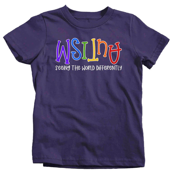 Kids Autism Shirt Seeing The World Differently T Shirt Autism Tee Not Less Shirt Support Autism Awareness Shirt Boy's Girl's Youth-Shirts By Sarah