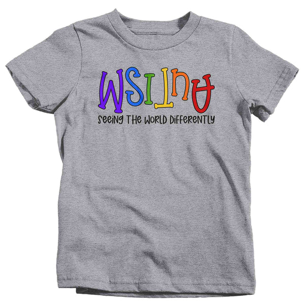 Kids Autism Shirt Seeing The World Differently T Shirt Autism Tee Not Less Shirt Support Autism Awareness Shirt Boy's Girl's Youth-Shirts By Sarah