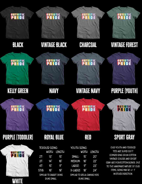 Kids Autism T Shirt Autistic Pride Shirt Colorful Tee Autism Awareness Month April Gift Shirt Boy's Girl's Youth Unisex TShirt-Shirts By Sarah