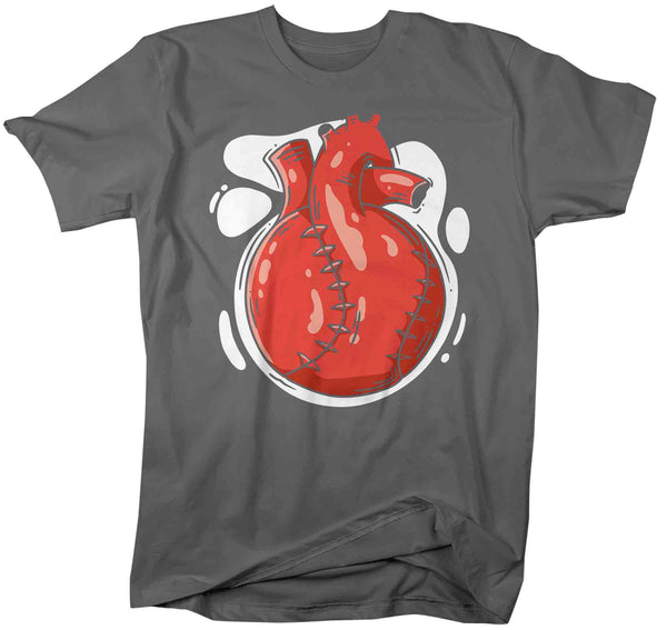 Men's Baseball T Shirt Funny Softball Shirt Heartbeat Heart Bleed Baseball Love Baller TShirt Gift Unisex Soft Graphic Tee Dad Mom-Shirts By Sarah
