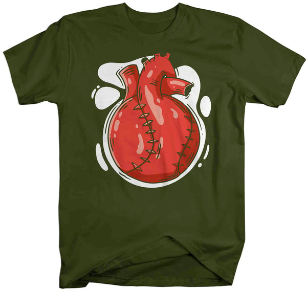 Men's Baseball T Shirt Funny Softball Shirt Heartbeat Heart Bleed Baseball Love Baller TShirt Gift Unisex Soft Graphic Tee Dad Mom-Shirts By Sarah