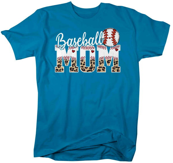 Men's Funny Baseball Mom T Shirt Leopard Print Mom Shirt Baseball Shirt Mother's Day Ball Shirt Baseball Quote Unisex Mom Tee-Shirts By Sarah