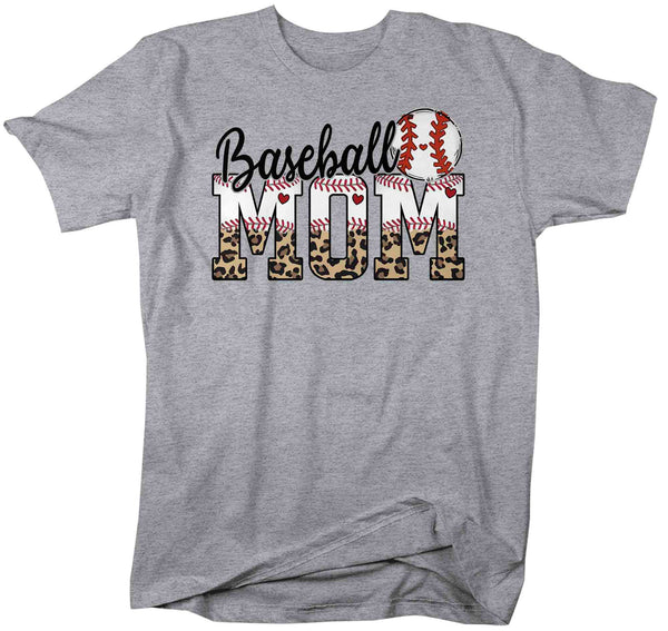 Men's Funny Baseball Mom T Shirt Leopard Print Mom Shirt Baseball Shirt Mother's Day Ball Shirt Baseball Quote Unisex Mom Tee-Shirts By Sarah