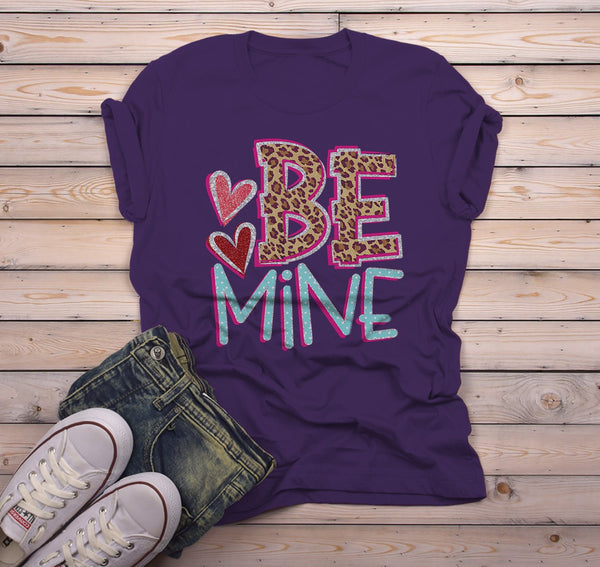 Men's Valentine's Shirt Be Mine T Shirt Valentine Shirts Leopard TShirt Heart Tee-Shirts By Sarah