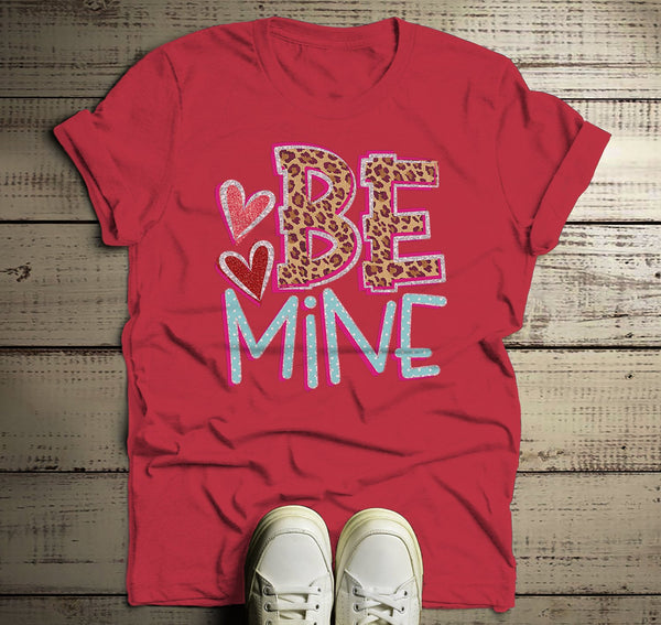 Men's Valentine's Shirt Be Mine T Shirt Valentine Shirts Leopard TShirt Heart Tee-Shirts By Sarah