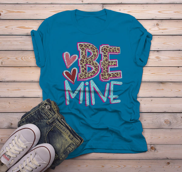 Men's Valentine's Shirt Be Mine T Shirt Valentine Shirts Leopard TShirt Heart Tee-Shirts By Sarah