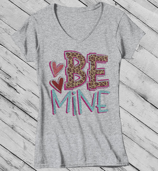 Women's Valentine's Shirt Be Mine T Shirt Valentine Shirts Leopard TShirt Heart Tee-Shirts By Sarah