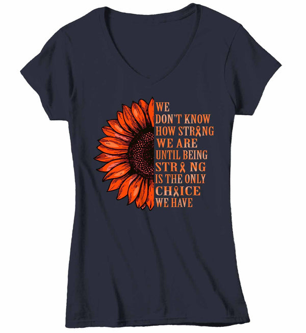 Women's V-Neck Orange Awareness Shirt Sunflower Shirt Multiple Sclerosis Flower Shirt Leukemia Awareness Shirts Orange TShirt-Shirts By Sarah