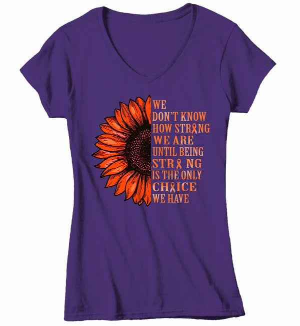 Women's V-Neck Orange Awareness Shirt Sunflower Shirt Multiple Sclerosis Flower Shirt Leukemia Awareness Shirts Orange TShirt-Shirts By Sarah
