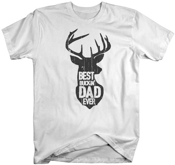 Men's Funny Dad T Shirt Father's Day Gift Best Buckin' Dad Ever Shirt Vintage Shirt Silhouette Buck Deer Father Hunter Shirt-Shirts By Sarah