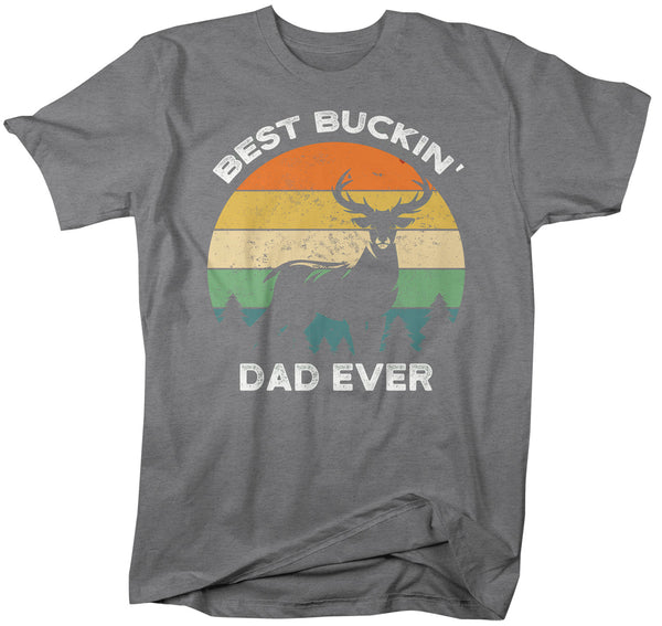 Men's Funny Dad T Shirt Father's Day Gift Best Buckin' Dad Ever Shirt Vintage Shirt Retro Buck Deer Father Hunter Shirt-Shirts By Sarah