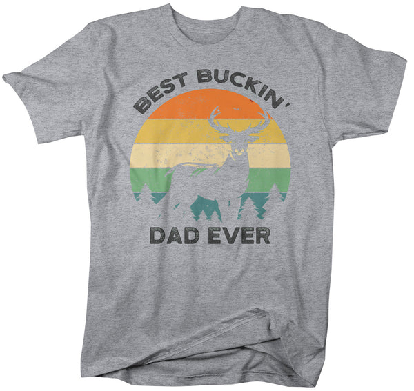 Men's Funny Dad T Shirt Father's Day Gift Best Buckin' Dad Ever Shirt Vintage Shirt Retro Buck Deer Father Hunter Shirt-Shirts By Sarah