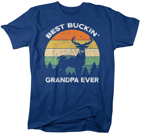 Men's Funny Grandpa T Shirt Father's Day Gift Best Buckin' Grandpa Ever Shirt Vintage Shirt Retro Buck Deer Grandpa Hunter Shirt-Shirts By Sarah