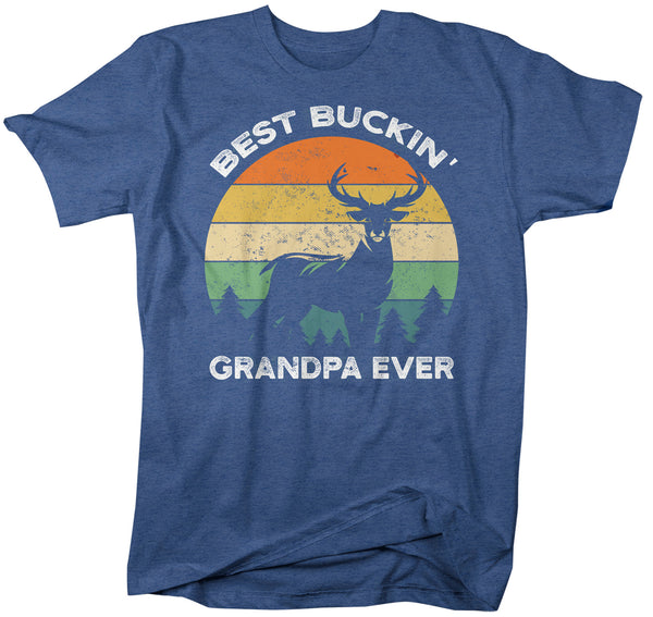 Men's Funny Grandpa T Shirt Father's Day Gift Best Buckin' Grandpa Ever Shirt Vintage Shirt Retro Buck Deer Grandpa Hunter Shirt-Shirts By Sarah