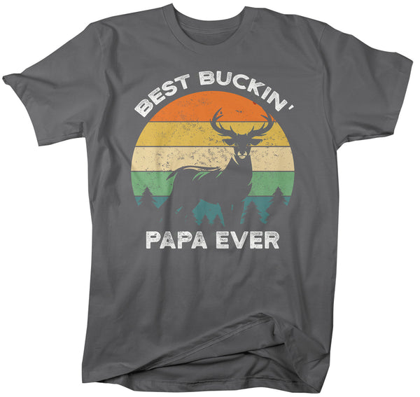 Men's Funny Papa T Shirt Father's Day Gift Best Buckin' Papa Ever Shirt Vintage Shirt Retro Buck Deer Grandpa Hunter Shirt-Shirts By Sarah