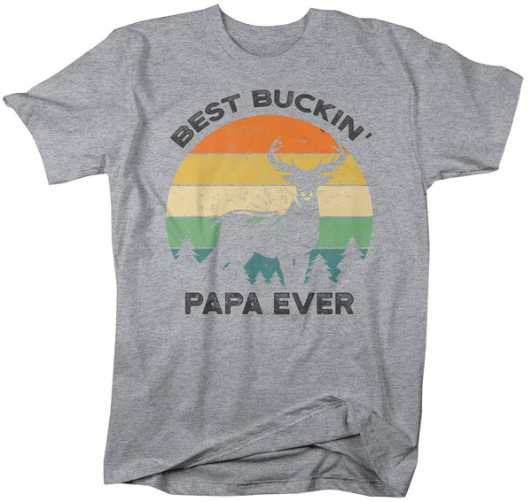 Men's Funny Papa T Shirt Father's Day Gift Best Buckin' Papa Ever Shirt Vintage Shirt Retro Buck Deer Grandpa Hunter Shirt-Shirts By Sarah