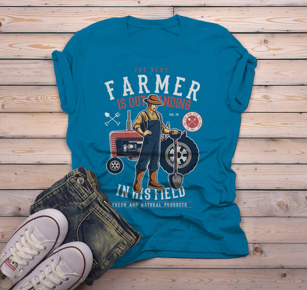 Men's Funny Farmer Shirt Best In Field TShirt Farming Gift Idea Vintage Farming Graphic Tee-Shirts By Sarah