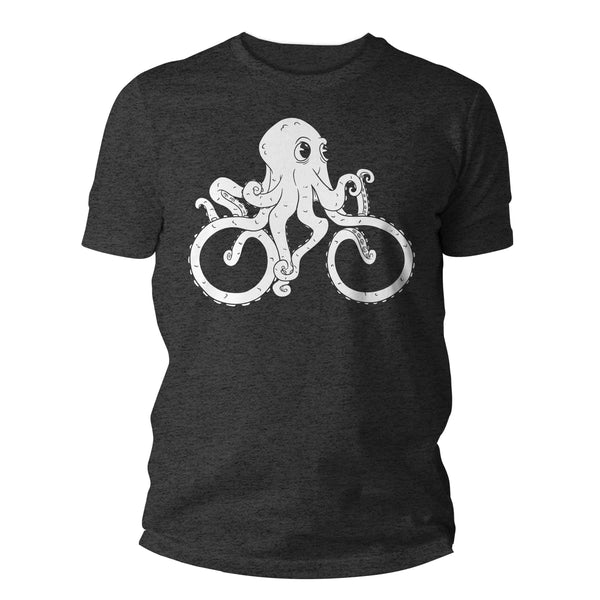 Men's Bicycle Octopus Shirt Illustration Hipster Streetwear Octopus Drawing Graphic Tee Cool Sea Ocean Life T Shirt Unisex Man-Shirts By Sarah