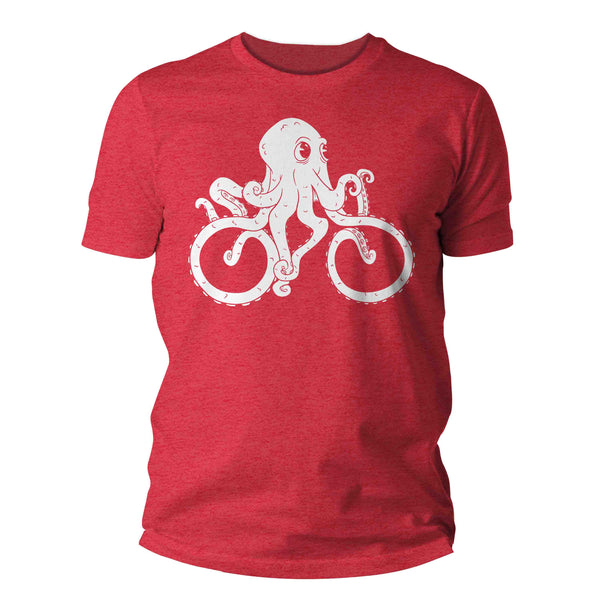 Men's Bicycle Octopus Shirt Illustration Hipster Streetwear Octopus Drawing Graphic Tee Cool Sea Ocean Life T Shirt Unisex Man-Shirts By Sarah
