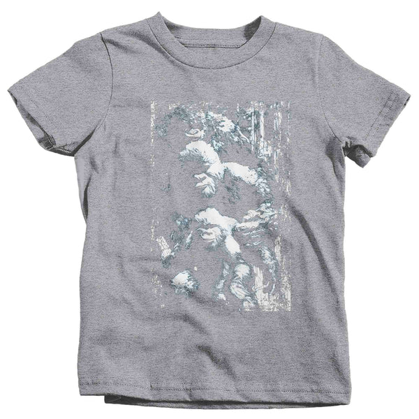 Kids Cool Bigfoot T-Shirt Forest Sasquatch Family Portrait Illustration Drawing Gift Cryptozoology Tee Grunge Hide Seek Hipster Unisex Youth-Shirts By Sarah