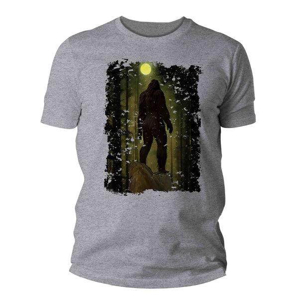 Bigfoot T-Shirt Illustration Sasquatch Family Woods Forest Mythical Drawing Gift Cryptozoology Tee Grunge Hipster Men Unisex-Shirts By Sarah