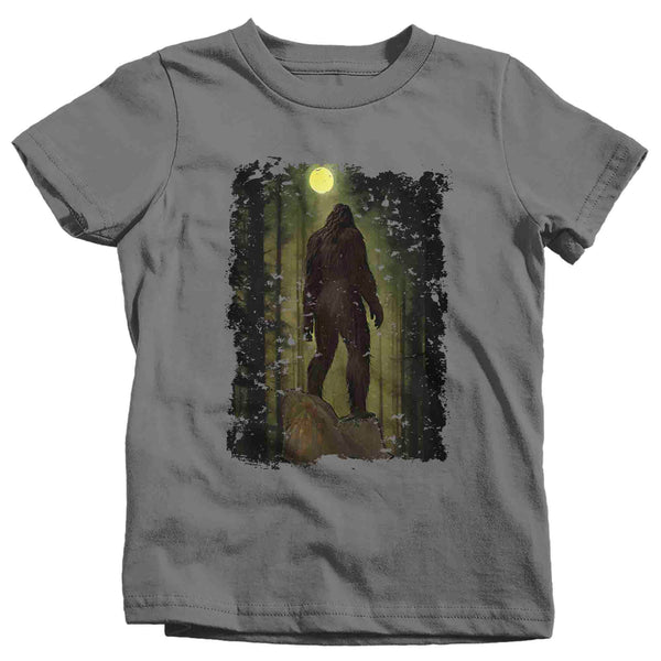 Kids Bigfoot T-Shirt Illustration Sasquatch Family Woods Forest Mythical Drawing Gift Cryptozoology Tee Grunge Hipster Youth Unisex-Shirts By Sarah
