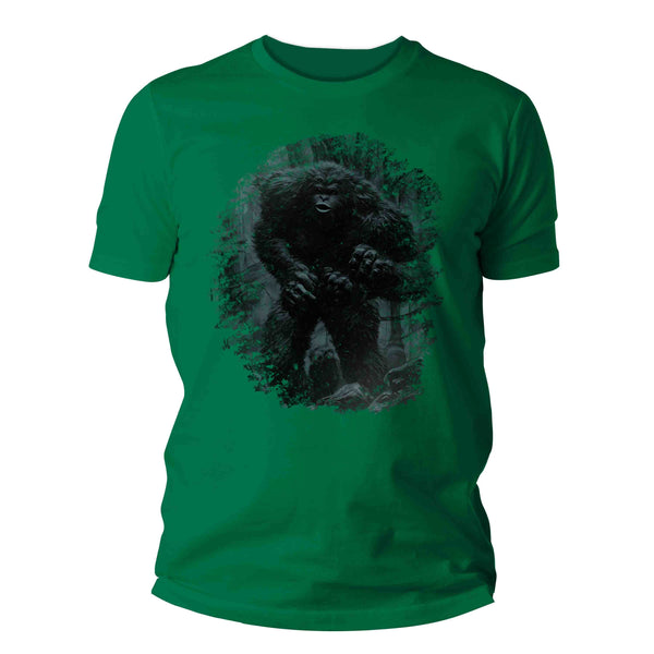 Men's Bigfoot T-Shirt Sasquatch In Woods Forest Elusive Squatch Mythical Drawing Gift Cryptozoology Tee Grunge Hipster Men Unisex-Shirts By Sarah