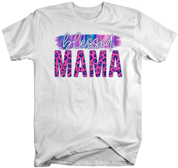 Men's Blessed Mama Shirt Mother's Day Gift Shirt For Mom Floral Pink Leopard Tee Gift For Momma Tee Unisex Soft Tee-Shirts By Sarah