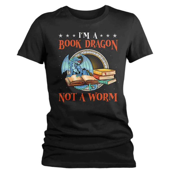 Women's Funny Geek T Shirt Book Dragon Shirt Reader Shirts Reading Shirt Geek Shirts Not A Book Work Funny Shirts-Shirts By Sarah