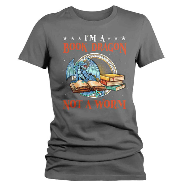 Women's Funny Geek T Shirt Book Dragon Shirt Reader Shirts Reading Shirt Geek Shirts Not A Book Work Funny Shirts-Shirts By Sarah