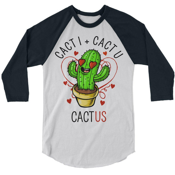 Men's Funny Valentine's Day T Shirt Cactus TShirt Cacti T-Shirt Raglan 3/4 Sleeve Cute Succulent Graphic Tee-Shirts By Sarah