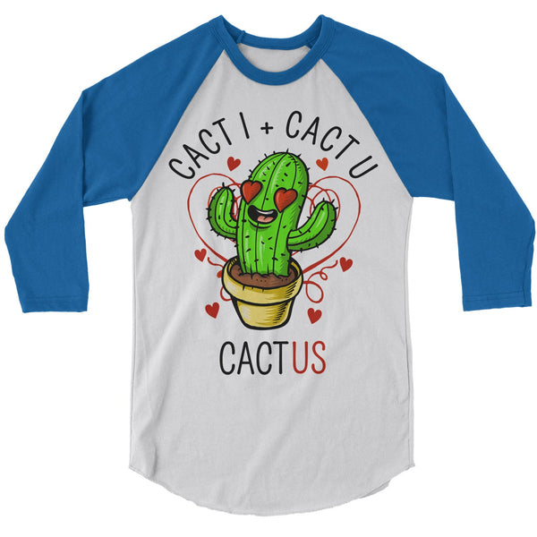Men's Funny Valentine's Day T Shirt Cactus TShirt Cacti T-Shirt Raglan 3/4 Sleeve Cute Succulent Graphic Tee-Shirts By Sarah