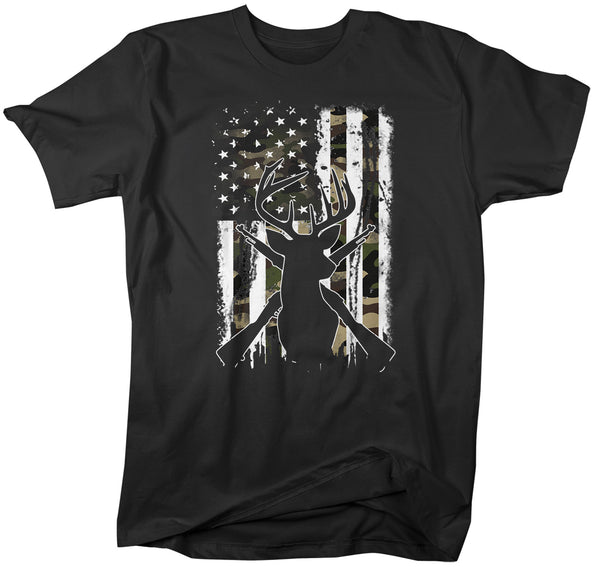 Men's Deer Hunting T Shirt Buck Shirt Hunter Shirt Camo Flag T Shirt Camouflage U.S. Flag Shirt Woodsman Shirt Unisex Man-Shirts By Sarah