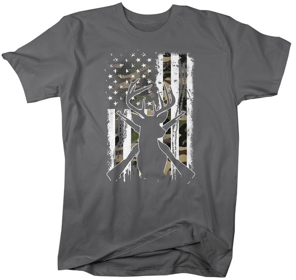 Men's Deer Hunting T Shirt Buck Shirt Hunter Shirt Camo Flag T Shirt Camouflage U.S. Flag Shirt Woodsman Shirt Unisex Man-Shirts By Sarah