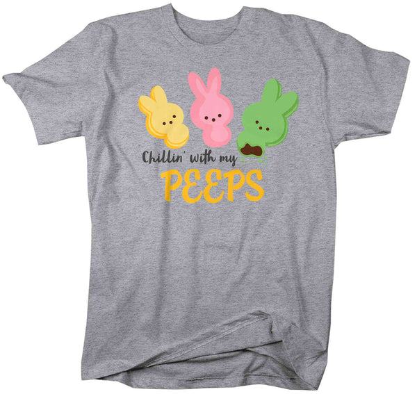 Men's Easter Shirt Chillin' With My Peeps T Shirt Bunny TShirt Cute Gift Easter Teacher Easter Tee Unisex Man-Shirts By Sarah