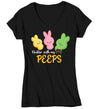 Women's V-Neck Easter Shirt Chillin' With My Peeps T Shirt Bunny TShirt Cute Gift Easter Teacher Easter Tee Woman Ladies