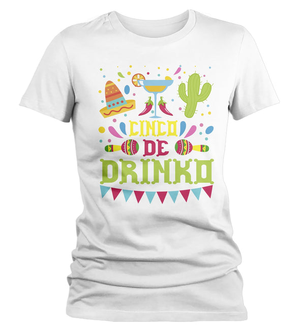 Women's Funny Cinco De Mayo T Shirt Cinco De Drinko Shirt Margarita Shirt Funny Drinking Shirt-Shirts By Sarah