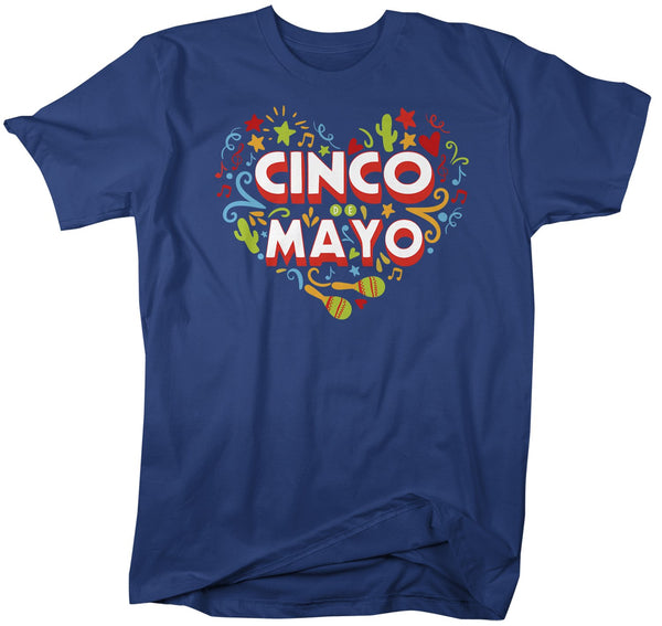 Men's Cinco De Mayo T Shirt Mexico Heart Shirts Mexican 5th May Graphic Tee Mexican Pride Tshirt-Shirts By Sarah