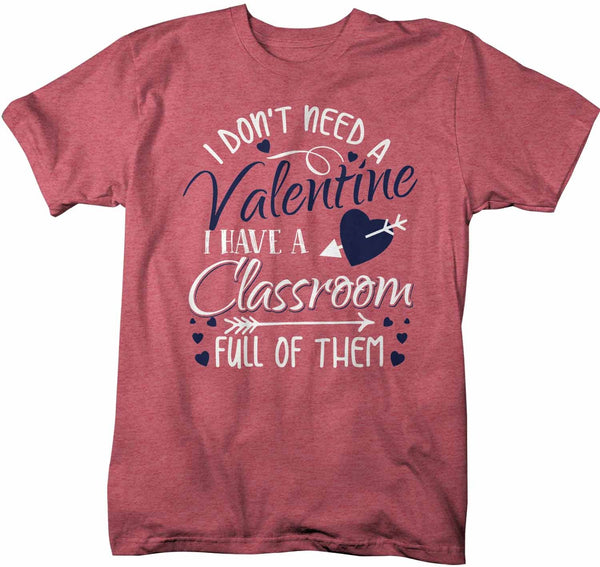 Men's Teacher T Shirt Valentine's Day Teacher Shirts Classroom Full Of Valentines TShirt Cute Teacher Tee-Shirts By Sarah
