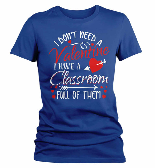 Women's Teacher T Shirt Valentine's Day Teacher Shirts Classroom Full Of Valentines TShirt Cute Teacher Tee-Shirts By Sarah