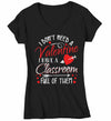 Women's V-Neck Teacher T Shirt Valentine's Day Teacher Shirts Classroom Full Of Valentines TShirt Cute Teacher Tee