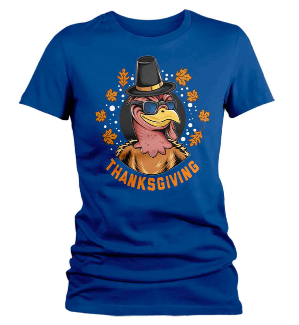 Women's Funny Thanksgiving T Shirt Hipster Turkey Shirt Cool Turkey Day T Shirt Thanksgiving Shirts Ladies Teacher Soft Graphic Tee-Shirts By Sarah
