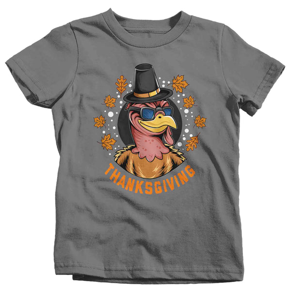 Kids Funny Thanksgiving T Shirt Hipster Turkey Shirt Cool Turkey Day T Shirt Thanksgiving Shirts Youth Boy's Girl's Soft Graphic Tee-Shirts By Sarah