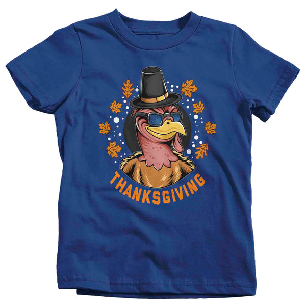 Kids Funny Thanksgiving T Shirt Hipster Turkey Shirt Cool Turkey Day T Shirt Thanksgiving Shirts Youth Boy's Girl's Soft Graphic Tee-Shirts By Sarah