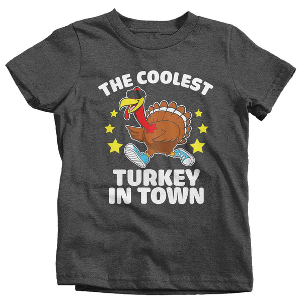 Kids Funny Thanksgiving Tee Coolest Turkey In TownShirt Humor Tom Turkey Hilarious Holiday T Shirt Unisex Soft Graphic TShirt-Shirts By Sarah