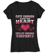 Women's V-Neck Cute Nurse T Shirt Cute Enough Stop Heart Shirt Skilled Enough To Restart It T Shirt Funny Nurse Shirt